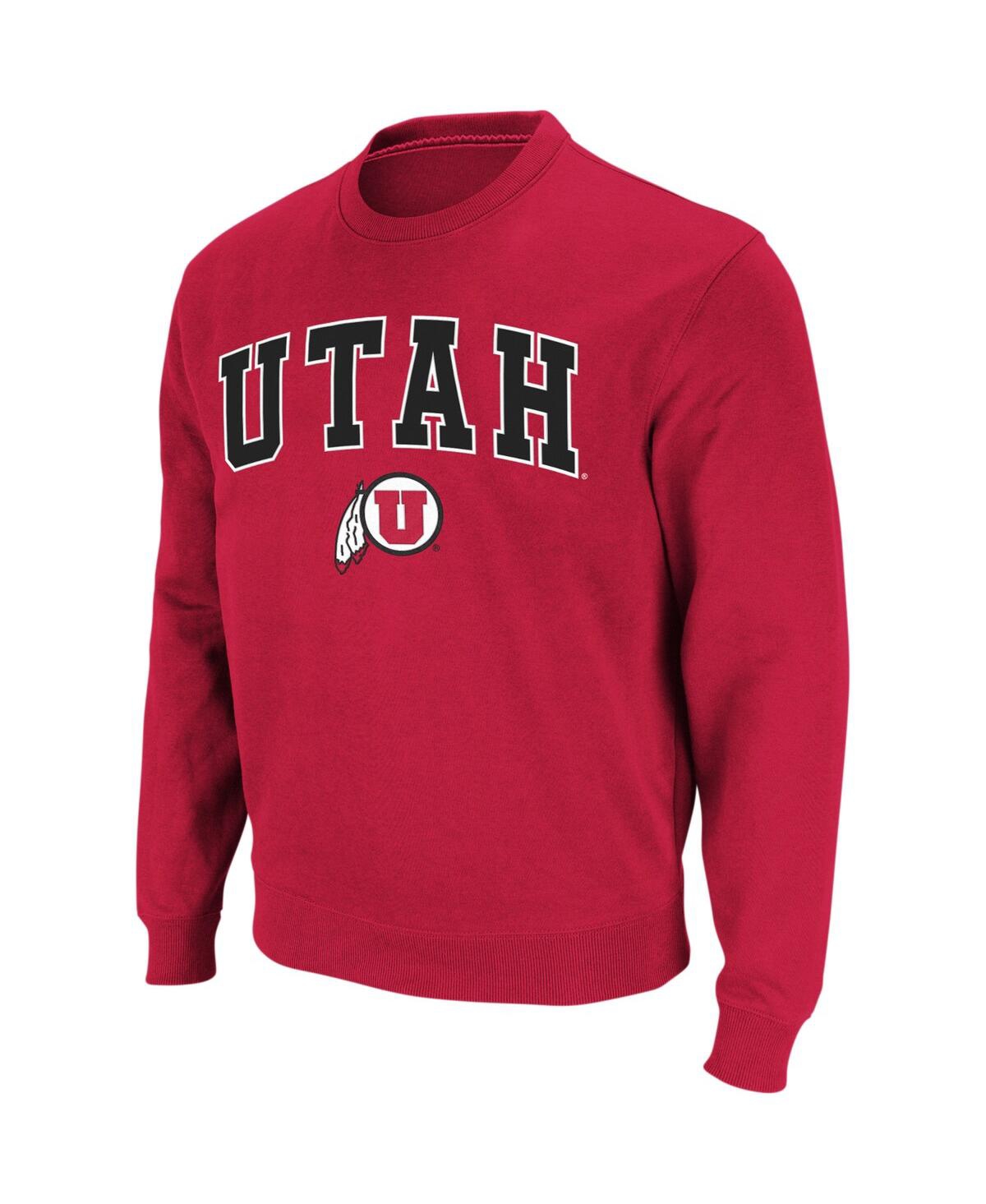Colosseum Men's Utah Utes Arch And Logo Crew Neck Sweatshirt In Red