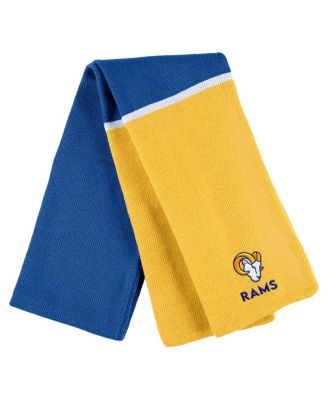 Women's Royal Los Angeles Rams Colorblock Cuffed Knit Hat with Pom and Scarf Set