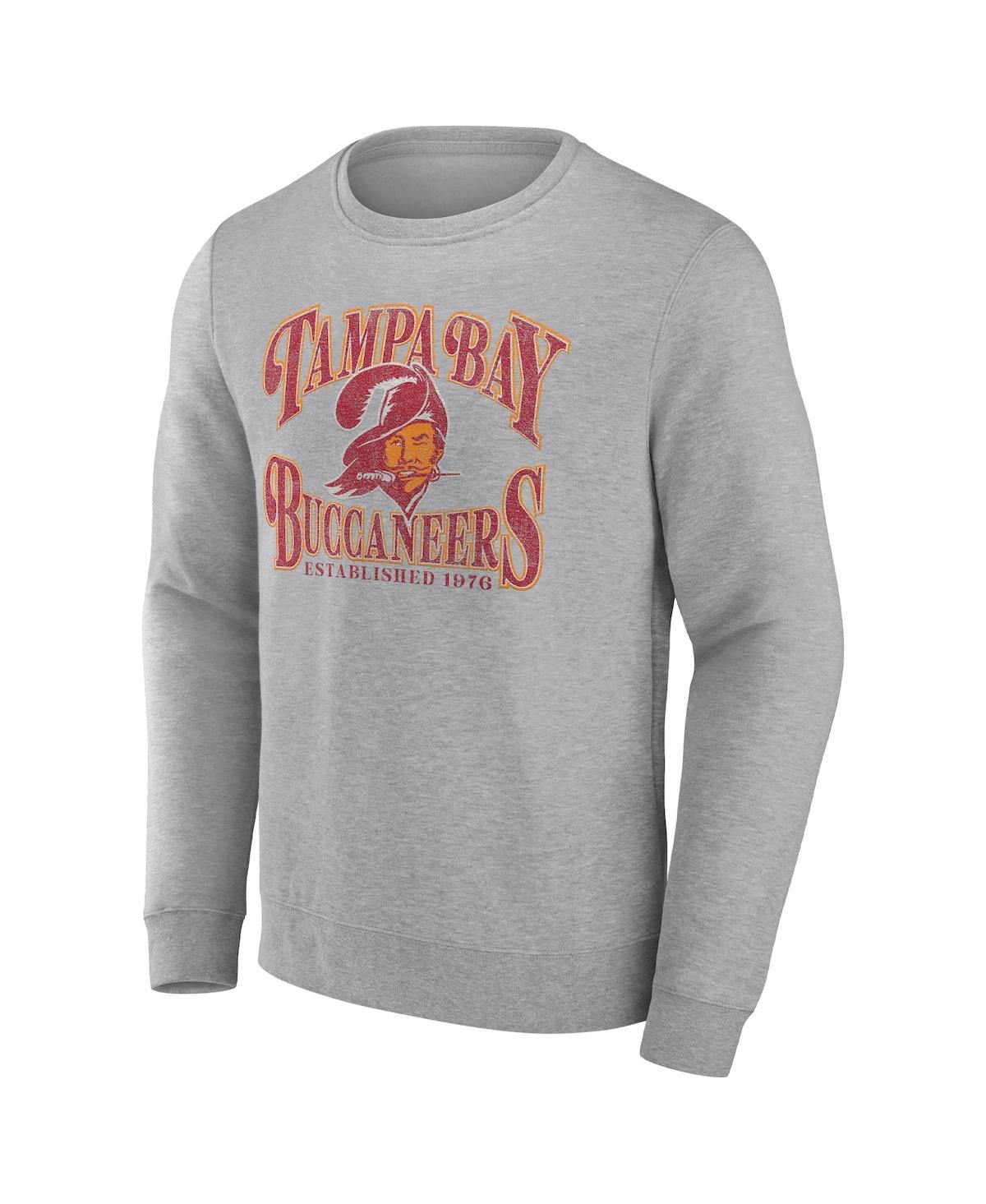 Shop Fanatics Men's  Heathered Charcoal Tampa Bay Buccaneers Playability Pullover Sweatshirt