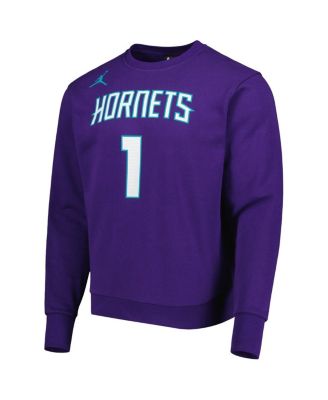 Men's LaMelo Ball Purple Charlotte Hornets Statement Name and Number Pullover Sweatshirt