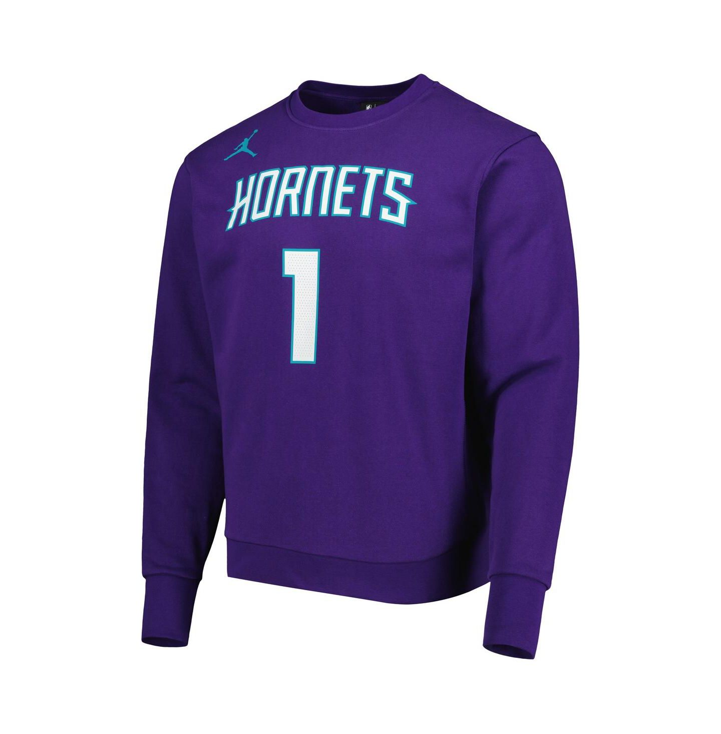 Мужская толстовка Jordan LaMelo Ball Purple Charlotte Hornets Statement Name and Number Pullover — фото 3