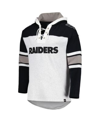 Men's Las Vegas Raiders Heather Gray Gridiron Lace-Up Pullover Hoodie