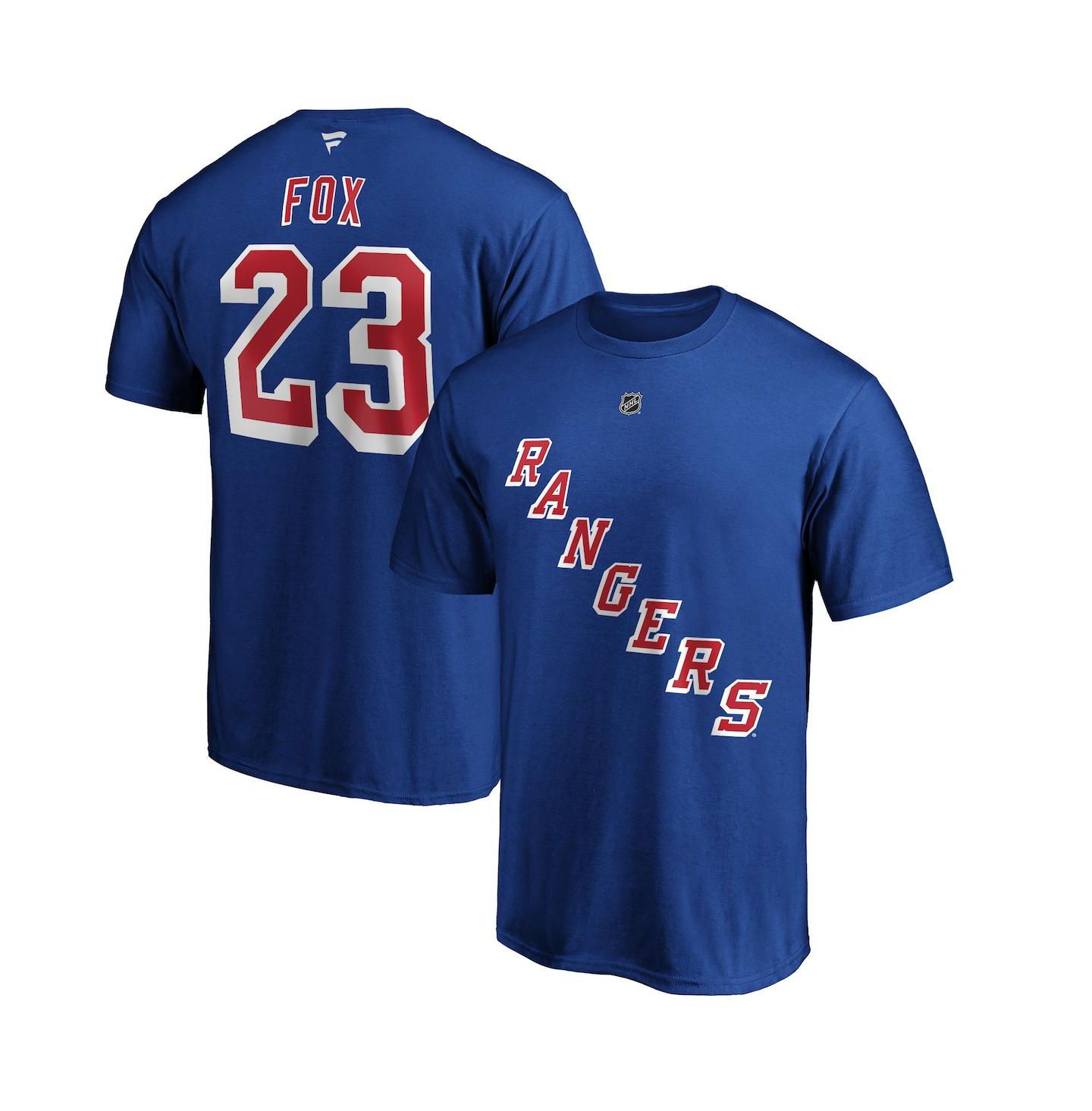 Мужская футболка Fanatics Adam Fox Blue New York Rangers Authentic Stack Name and Number — фото 1