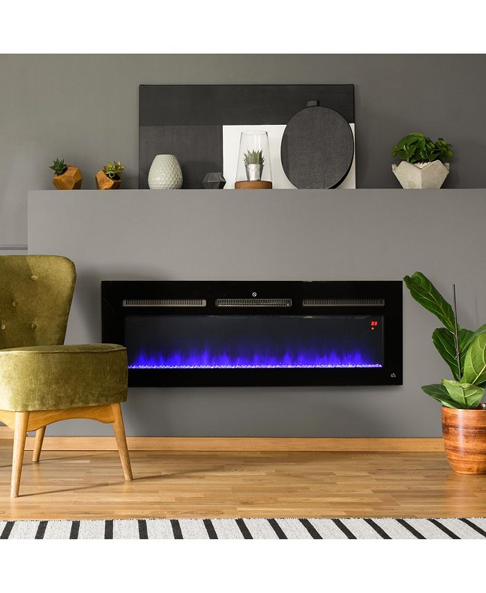 50" 1500W Recessed and Wall Mounted Electric Fireplace Inserts