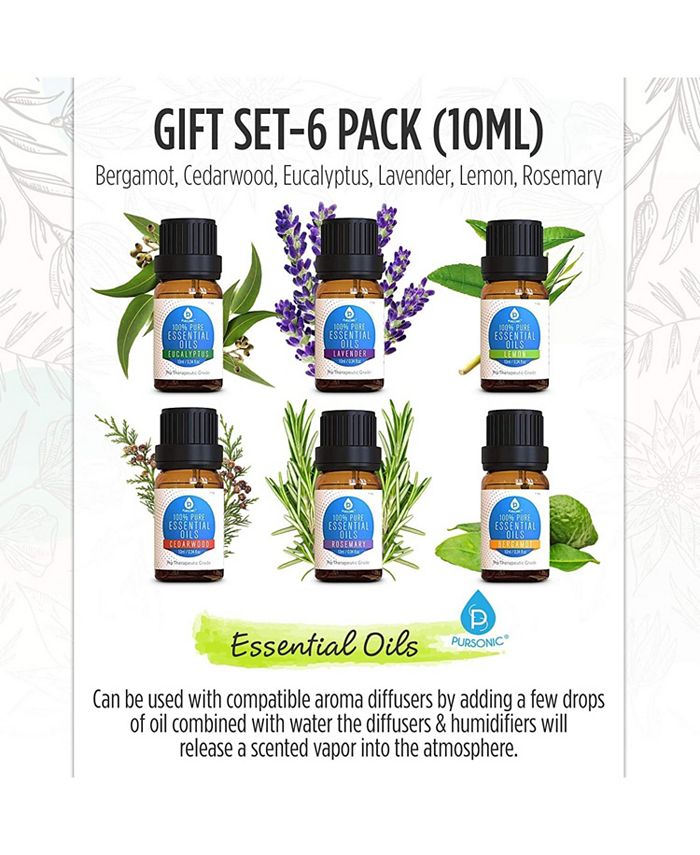 PURSONIC 6 Pack of 100 Pure Essential Aromatherapy Oils Macy's