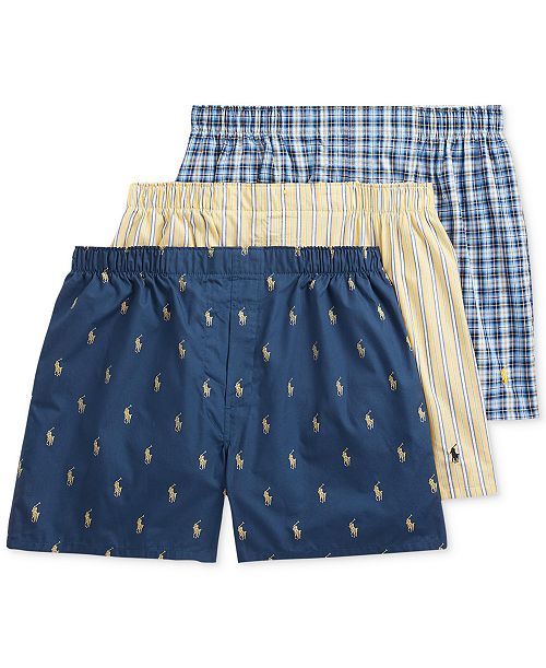 alfani Polo Ralph Lauren Men's 3-Pack Classic Woven Cotton Boxers Men's Fashion & Accessories