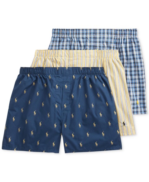 Бельё Polo Ralph Lauren Men's 3-Pack Classic Woven Cotton Boxers