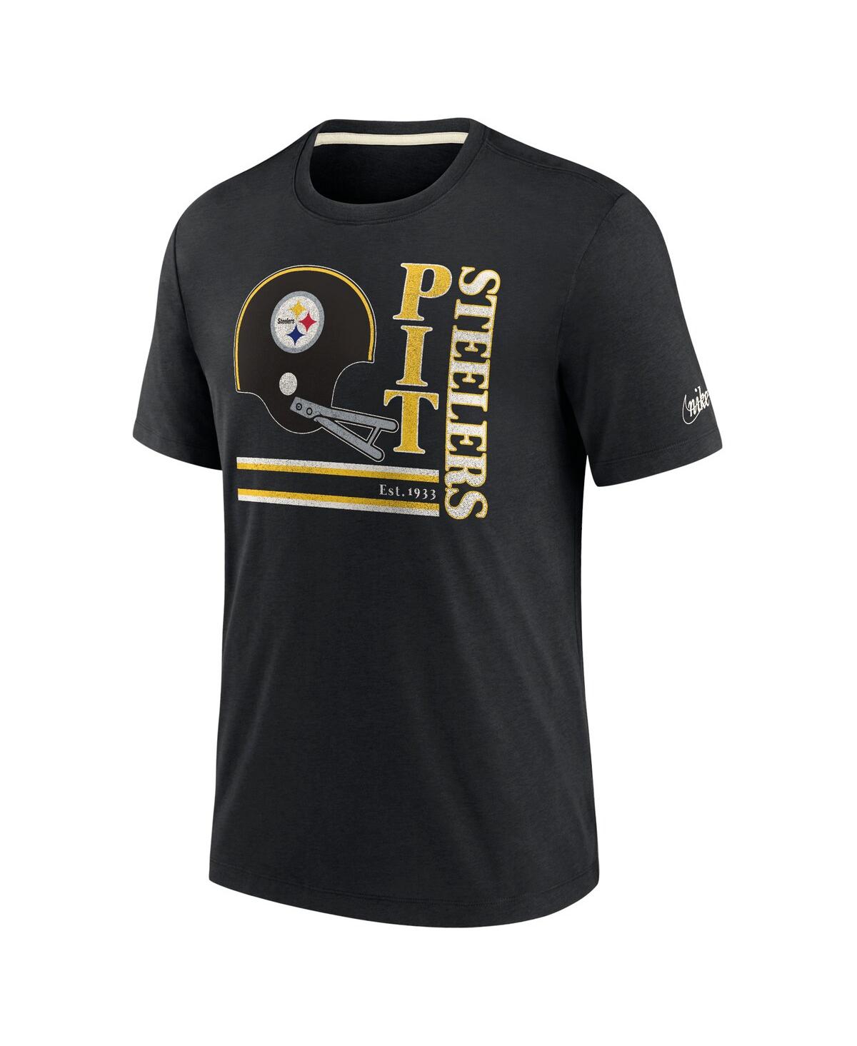 Men's NikePittsburgh Steelers Wordmark Logo Tri-Blend T-shirt - Black