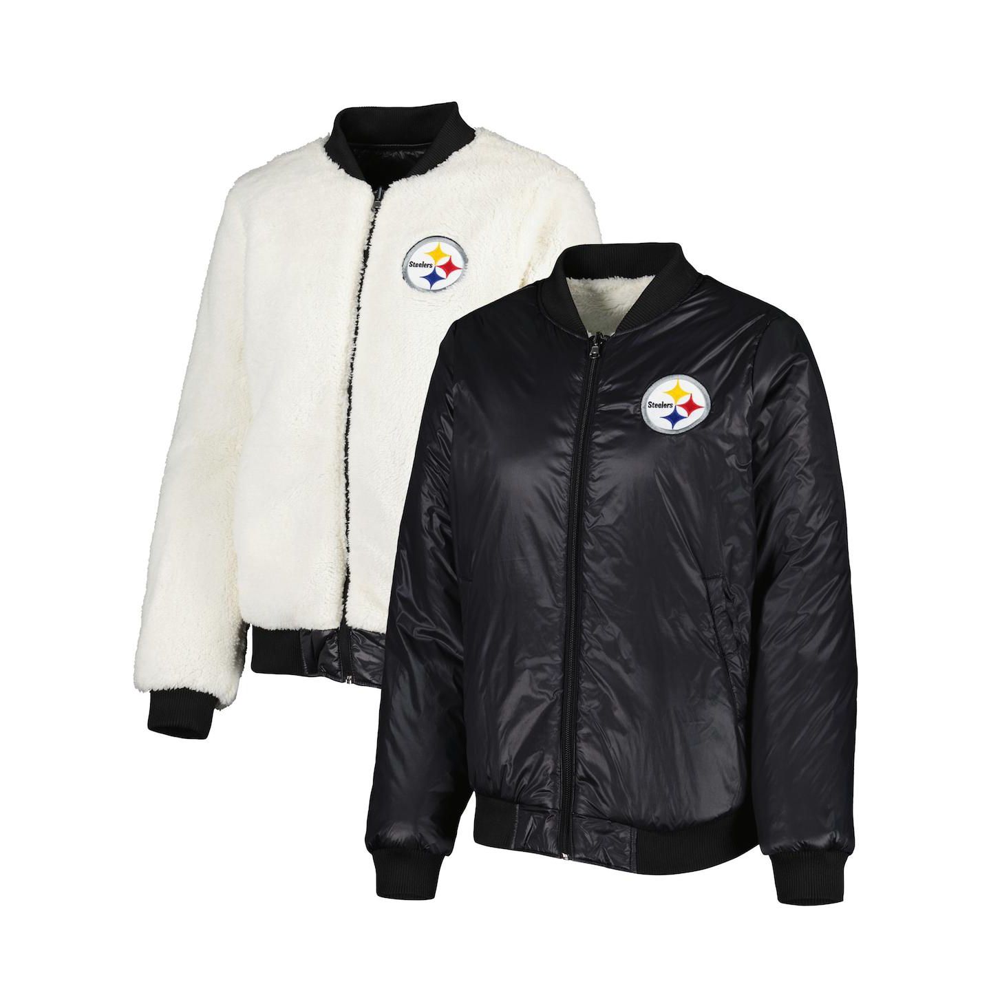Женская куртка G-III 4Her by Carl Banks Oatmeal, Black Pittsburgh Steelers Switchback Reversible Full-Zip — фото 1