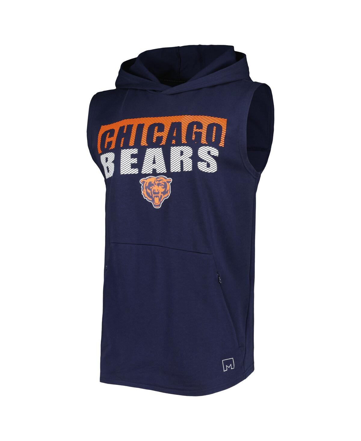 Shop Msx By Michael Strahan Men's  Navy Chicago Bears Relay Sleeveless Pullover Hoodie