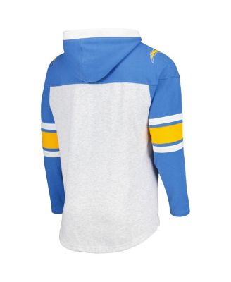 Men's Los Angeles Chargers Heather Gray Gridiron Lace-Up Pullover Hoodie