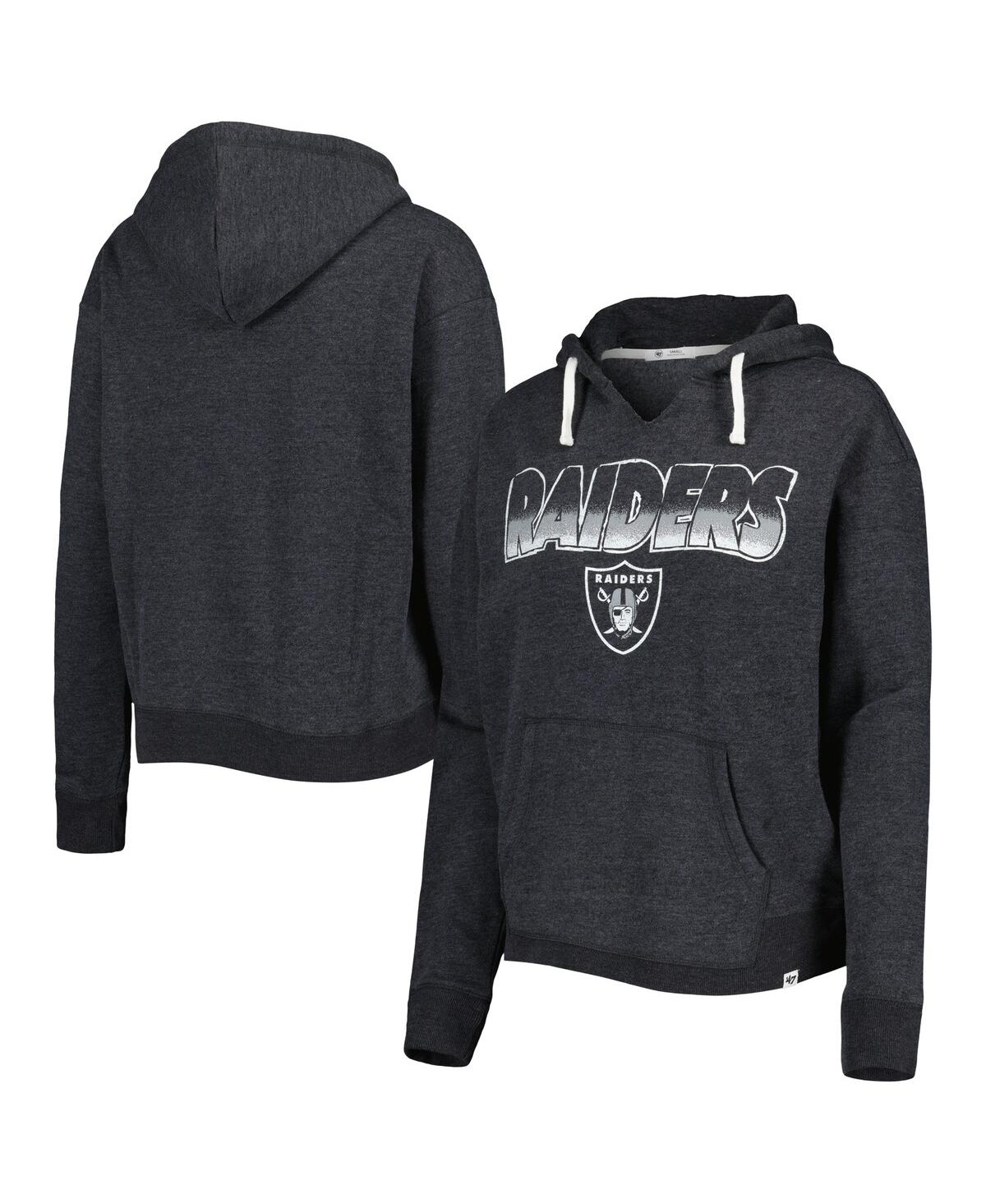 Shop 47 Brand Women's ' Black Las Vegas Raiders Color Rise Kennedy Notch Neck Pullover Hoodie