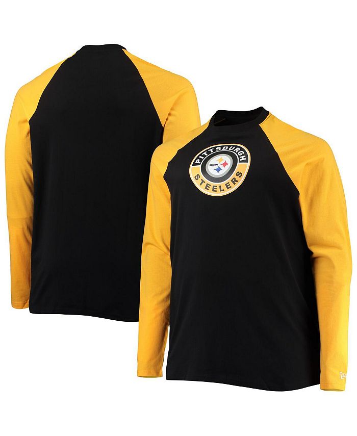 Men's Black, Gold Pittsburgh Steelers Big and Tall League Raglan Long  Sleeve T-shirt