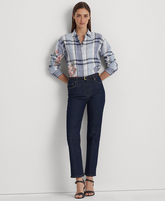 Lauren Ralph Lauren Women's Floral & Plaid Linen Shirt - Macy's