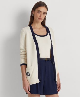 Lauren Ralph Lauren - Petite Two-Tone Cotton Cardigan Sweater