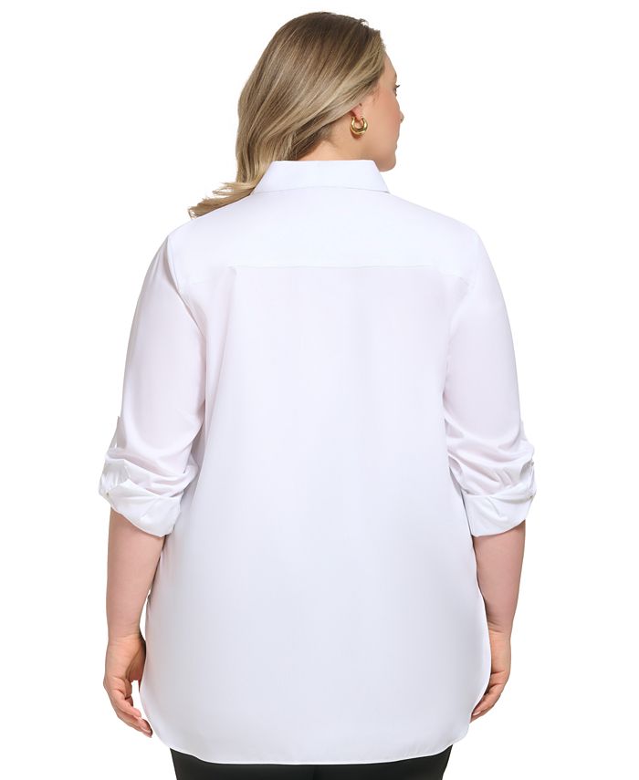 Calvin Klein Plus Size High-Low Button-Front Shirt - Macy's