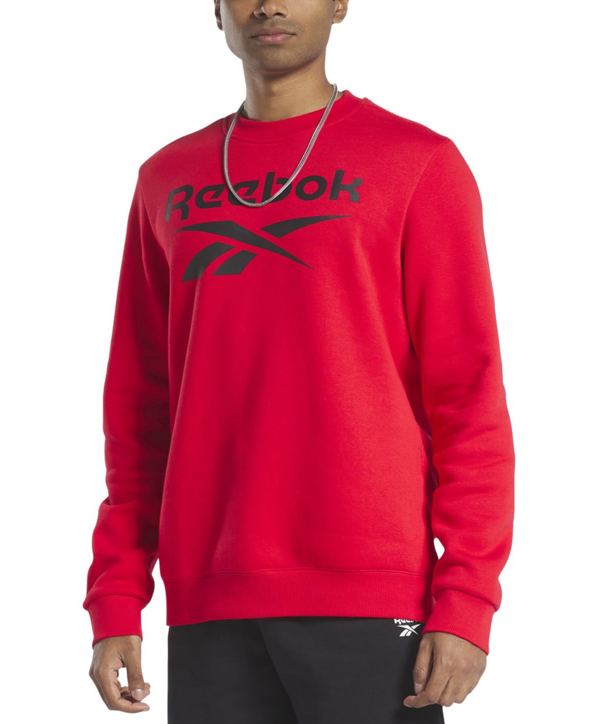Reebok Men's Identity Fleece Stacked Logo Crew Sweatshirt In Red,black