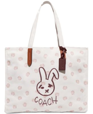 COACH Bunny Graphic Snap Closure Large Canvas Tote 42 & Reviews - Handbags  & Accessories - Macy's