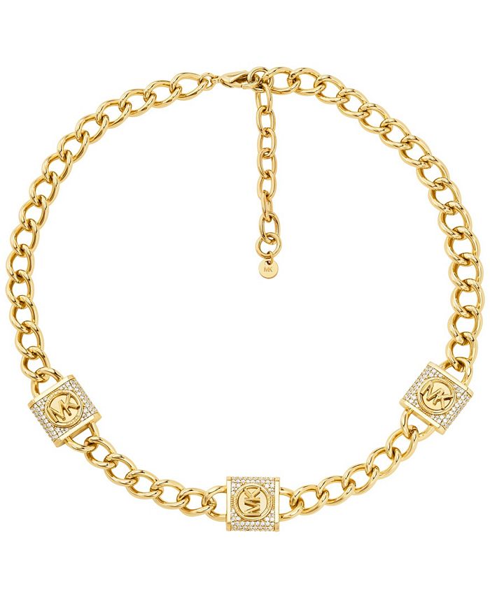 Michael Kors Women's Chain Lock Quartz Crystal Pave Bracelet Watch