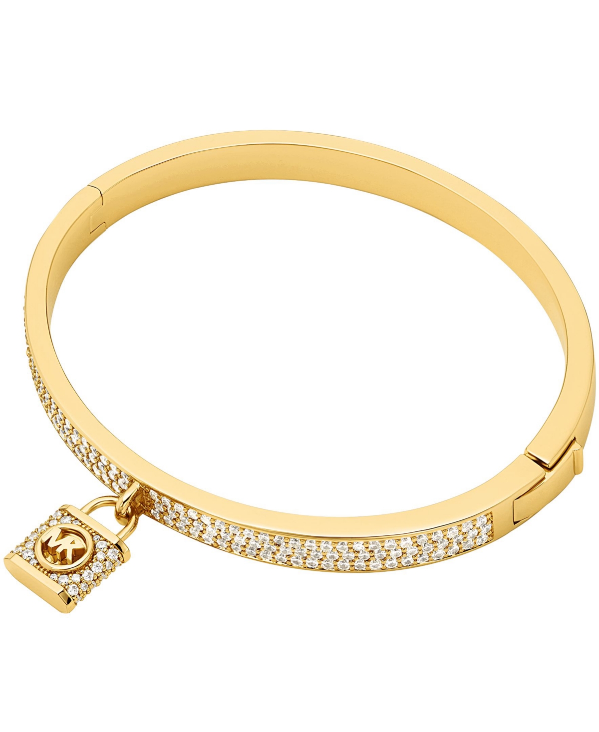 Michael Kors Pave Lock Charm Bangle In Gold