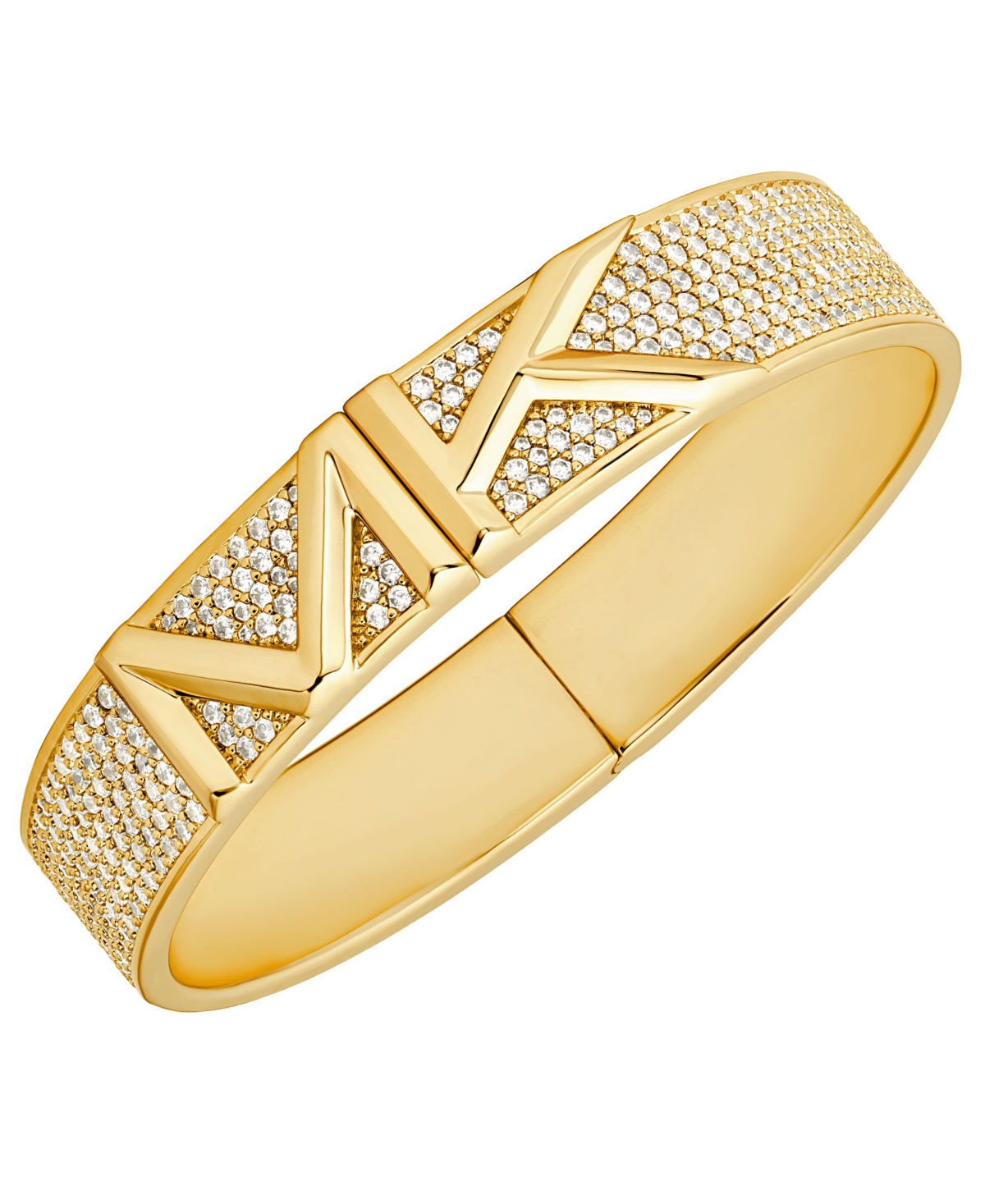 Michael Kors Faceted Mk Cubiz Zirconia Pave Bangle In Gold
