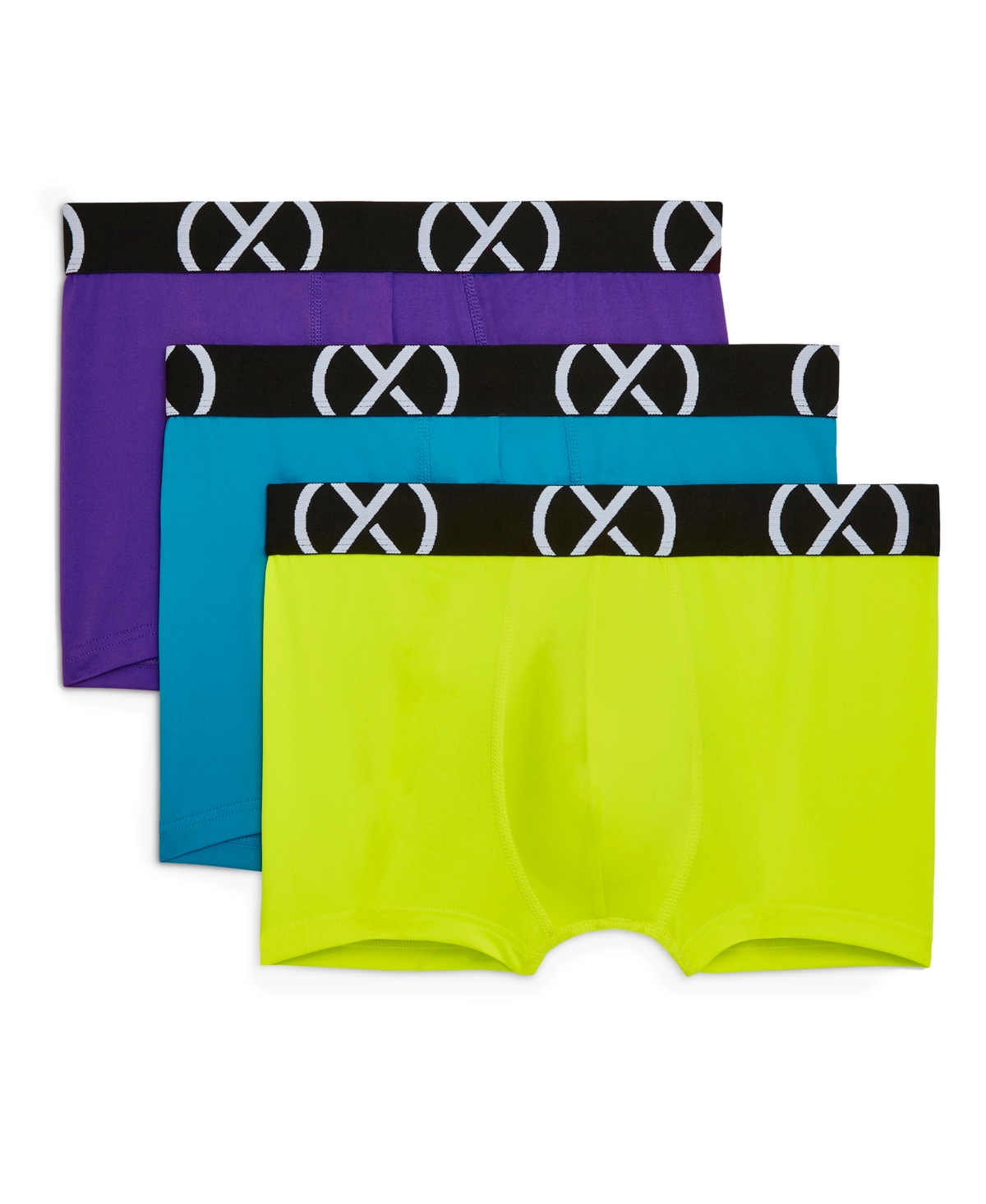 2(x)ist Men's Micro Sport No Show Performance Ready Trunk, Pack Of 3 In Safety Yellow/atomic Blue/electric Pur