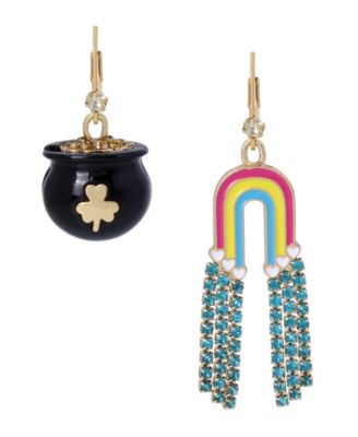 Orecchini Betsey Johnson Grandi A Cerchio, Colori Arcobaleno Ombre, Nuovi
