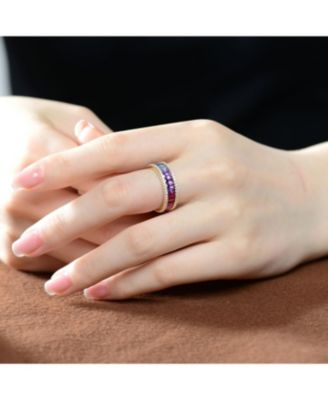 Sterling Silver with Gold Plating Cubic Zirconia Band Ring