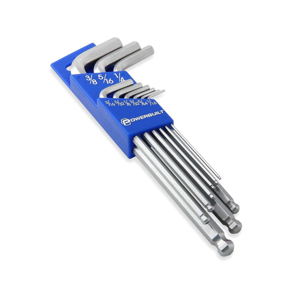 9 Piece Sae Long Arm Hex Key Wrench Set - Silver