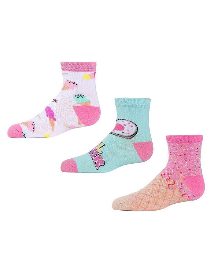 MeMoi 3 Pairs Girl's Ice Cream Cotton Blend Ankle Socks - Macy's