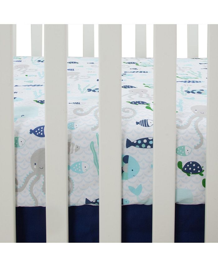 Lambs & Ivy Oceania 100 Cotton Blue/Gray/White Whale with Octopus and