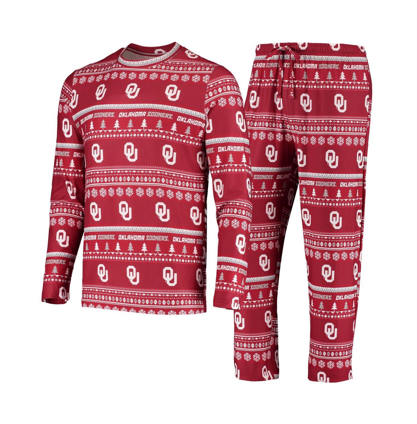 Мужской комплект Concepts Sport Oklahoma Sooners Ugly Sweater: лонгслив и брюки, Crimson — фото 1