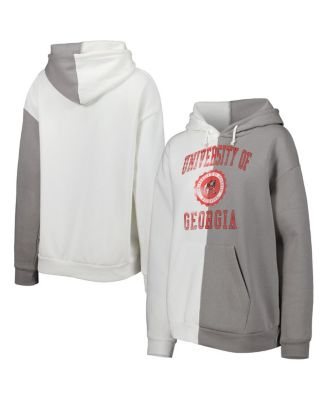 Women's Gray, White Georgia Bulldogs Split Pullover Hoodie