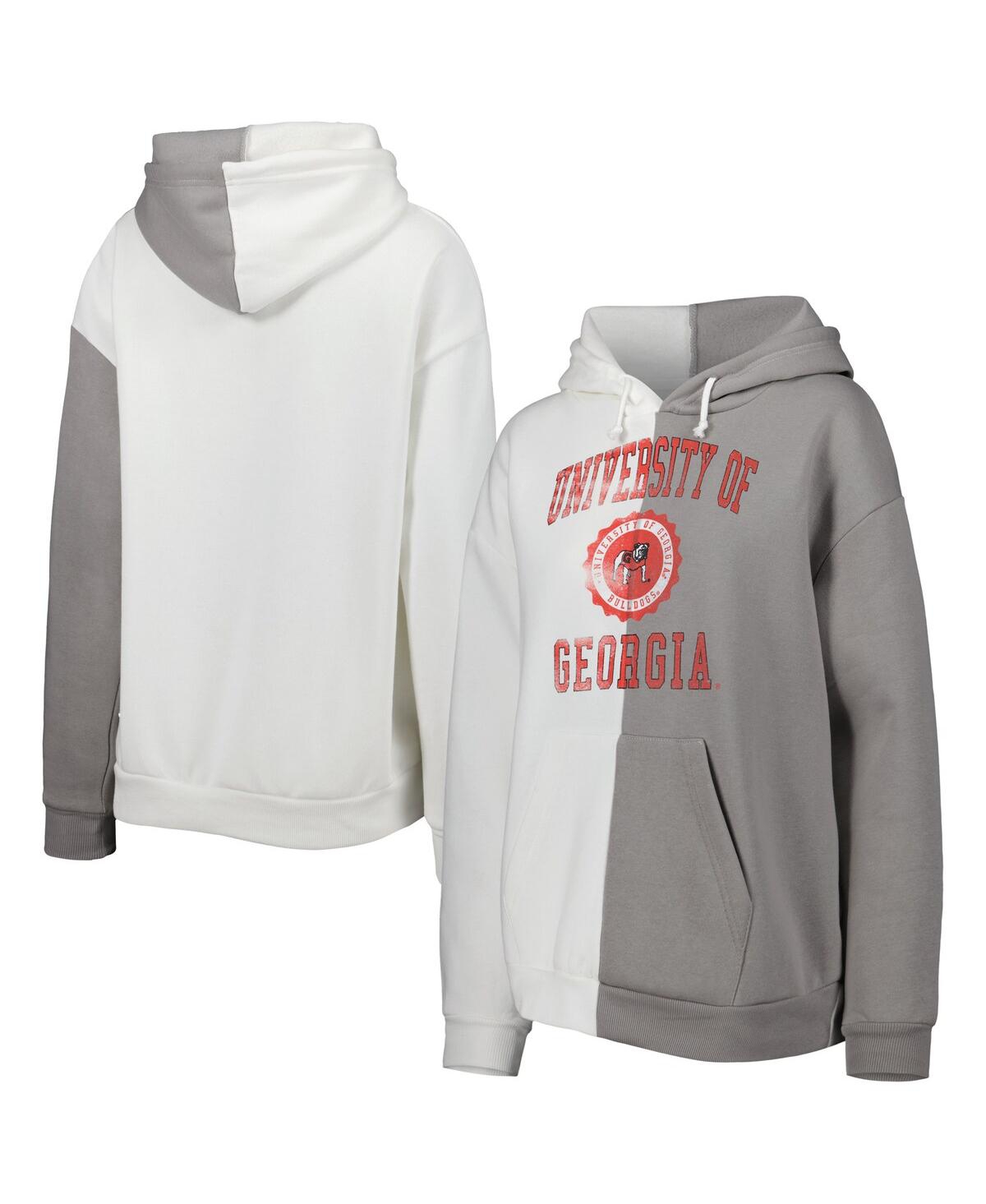 Shop Gameday Couture Women's  Gray, White Georgia Bulldogs Split Pullover Hoodie In Gray,white