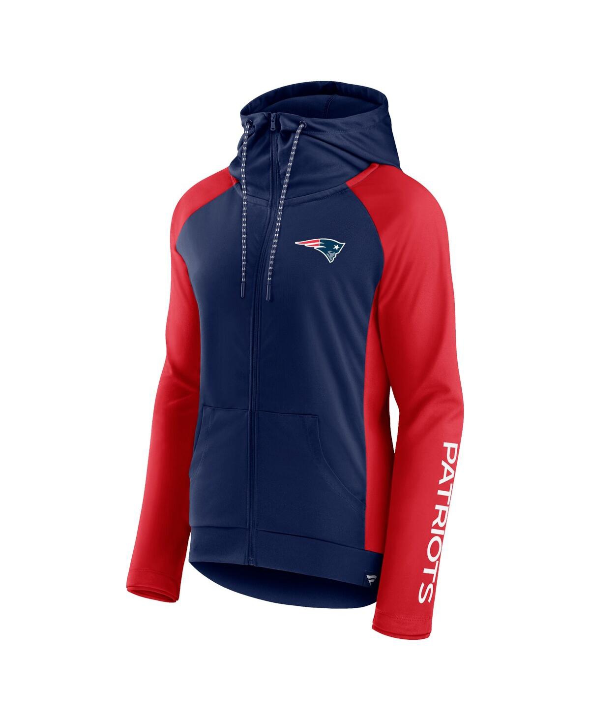Fanatics Branded Navy/red New England Patriots End Around Lightweight Raglan Full-zip Hoodie Jacket In Navy,red