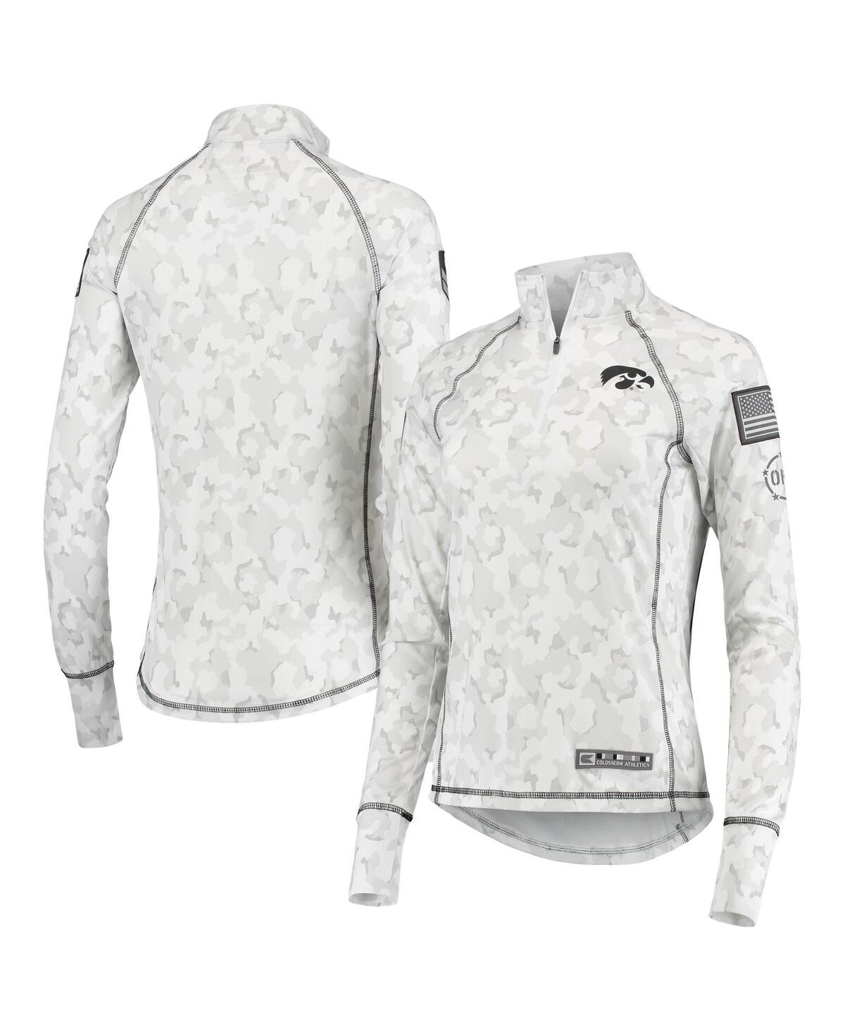 Shop Colosseum Women's  White Iowa Hawkeyes Oht Military-inspired Appreciation Officer Arctic Camo 1/4-zip