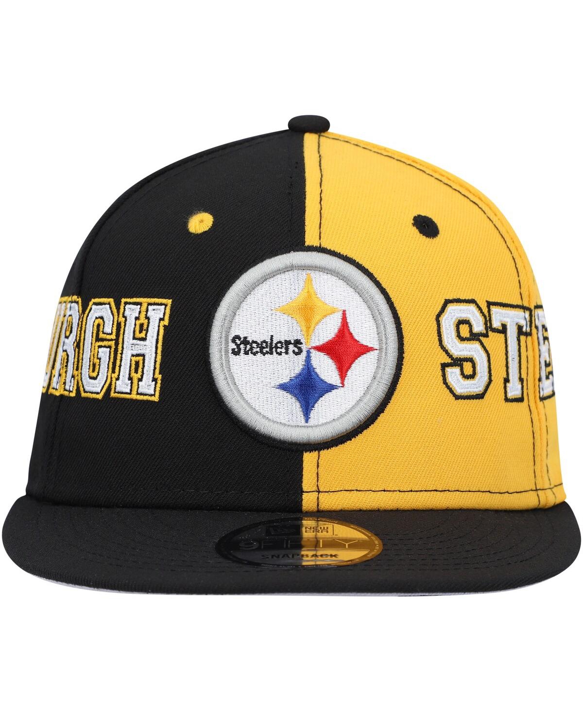 Shop New Era Men's  Black, Gold Pittsburgh Steelers Team Split 9fifty Snapback Hat In Black,gold
