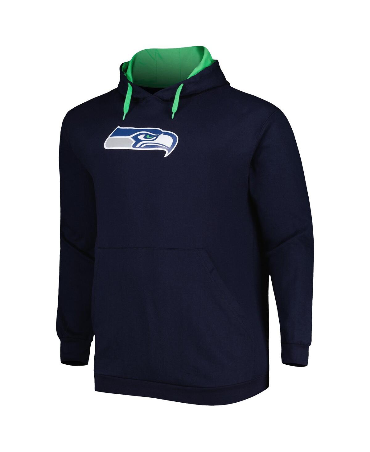 Profile Men's College Navy Seattle Seahawks Big And Tall Logo Pullover Hoodie In Navy