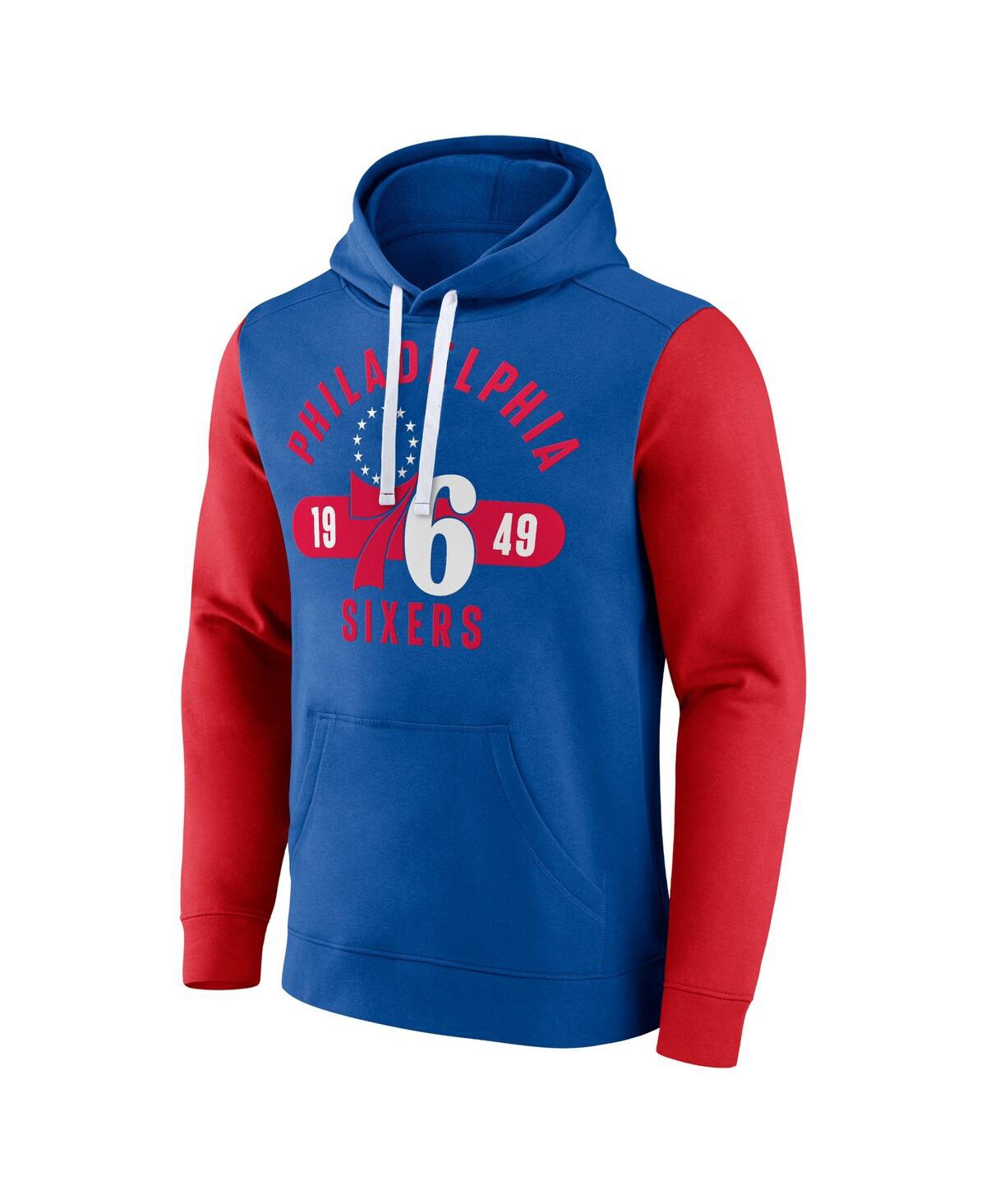 Shop Fanatics Men's  Royal, Red Philadelphia 76ers Big And Tall Bold Attack Pullover Hoodie In Royal,red