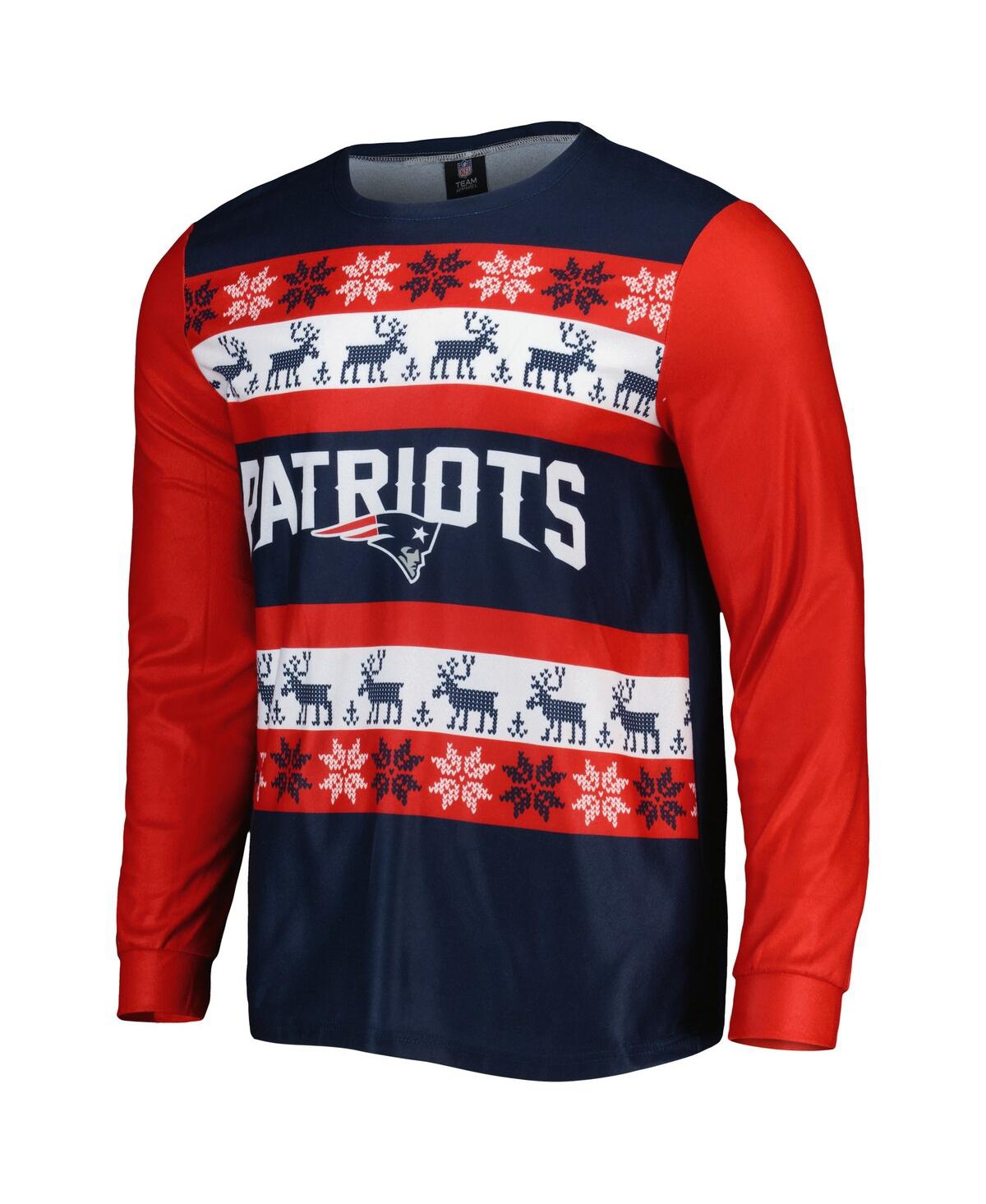 Foco Men's  Navy New England Patriots Team Ugly Pajama Set In Navy