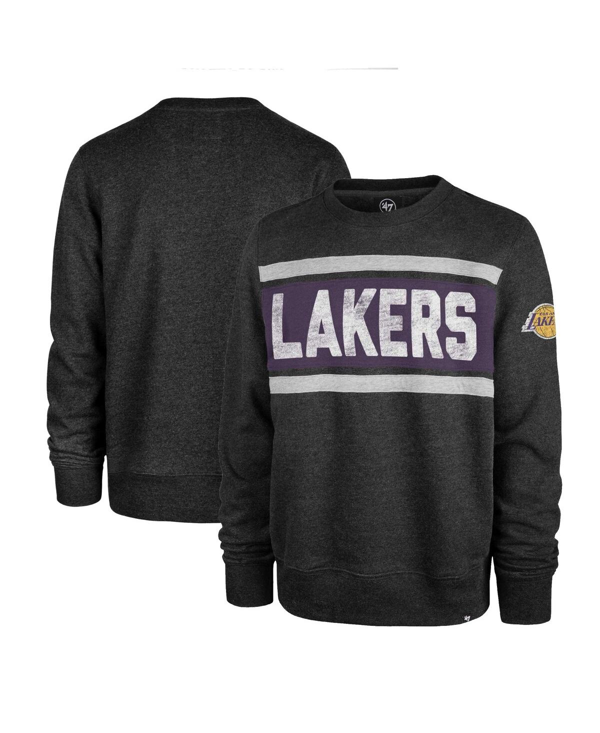 47 BRAND MEN'S '47 BRAND HEATHER BLACK LOS ANGELES LAKERS TRIBECA EMERSON PULLOVER SWEATSHIRT