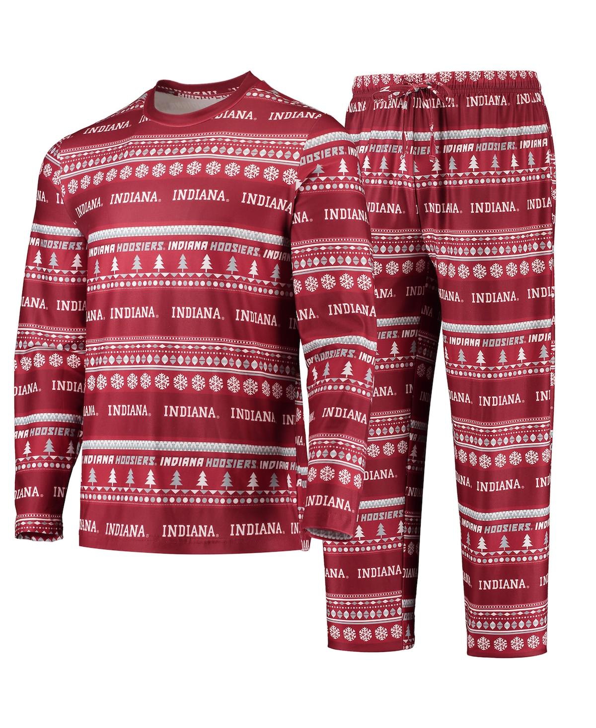 Men's Concepts Sport Crimson Indiana Hoosiers Ugly Sweater Long Sleeve T-shirt and Pants Sleep Set - Crimson