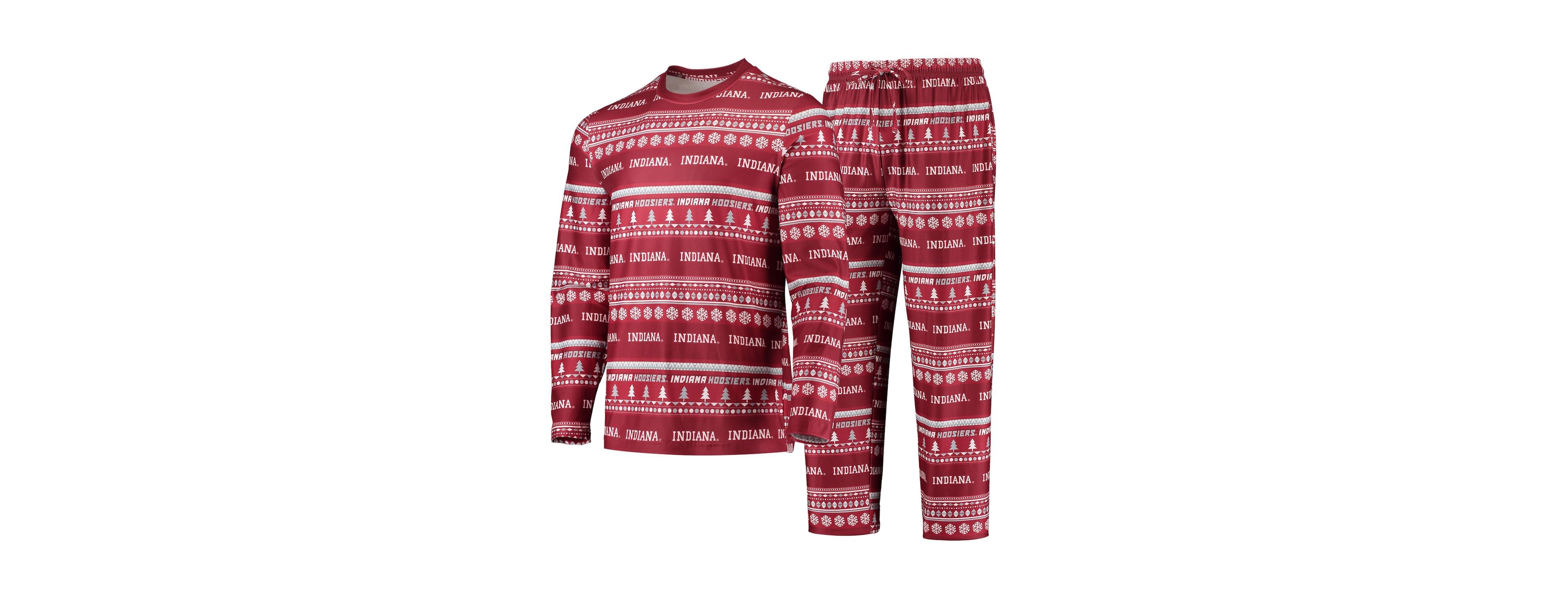 Men's Concepts Sport Crimson Indiana Hoosiers Ugly Sweater Long Sleeve T-shirt and Pants Sleep Set