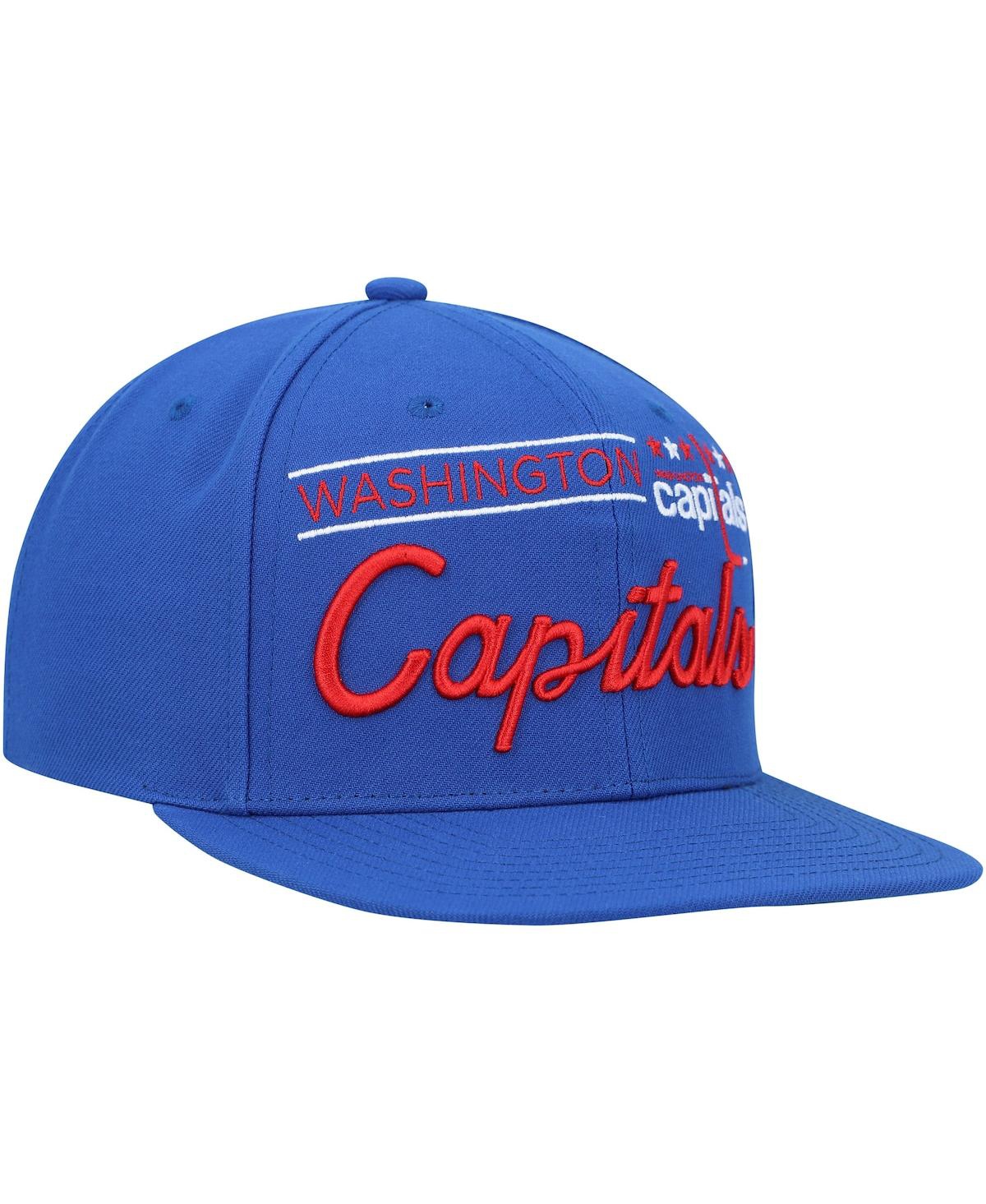 Shop Mitchell & Ness Men's  Blue Washington Capitals Retro Lock Up Snapback Hat