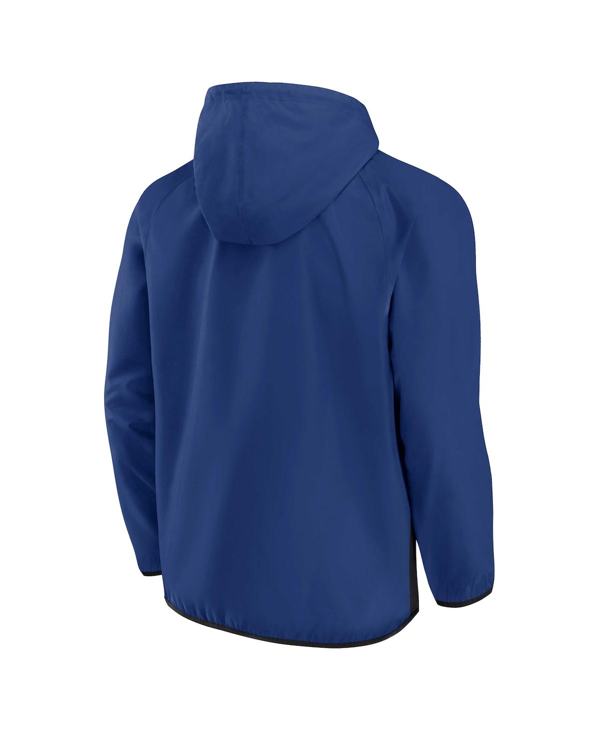 Fanatics Men's  Blue, Black Tampa Bay Lightning Backhand Shooter Defender Anorak Raglan Hoodie Quarte In Blue,black