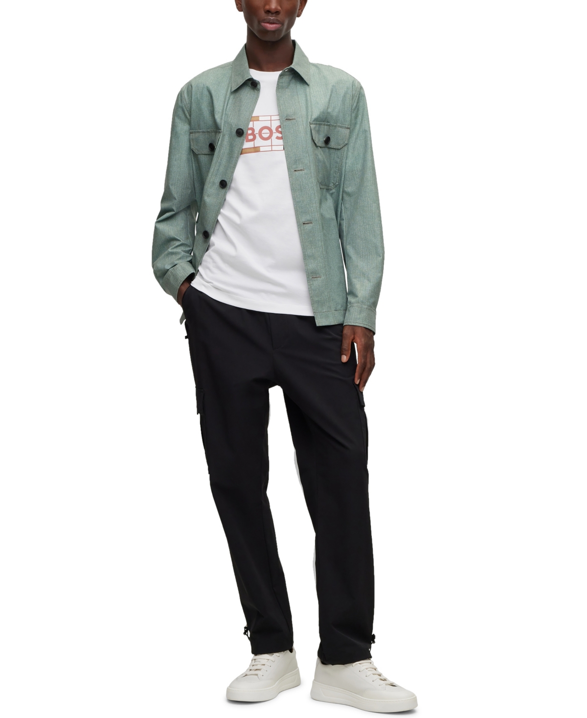 Boss by Hugo Boss Men's Cotton Slim-Fit T-shirt with Tennis-inspired Logo Print