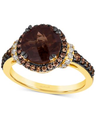 Le Vian - Chocolate Quartz (2-3/4 ct. t.w.) & Diamond (5/8 ct. t.w.) Halo Ring in 14k Gold