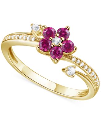 3-Pc. Set Amethyst (1 ct. t.w.) & Lab-Grown White Sapphire (3/8 ct. t.w.) Flower Pendant Necklace, Stud Earrings, & Ring in Sterling Silver (Also in Additional Gemstones)