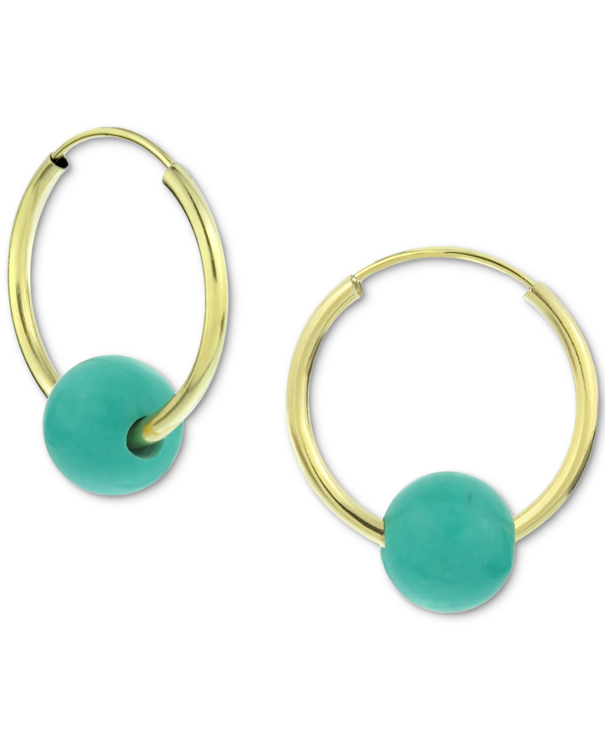 Macy's Freshwater Pearl Huggie Hoop Earrings In 14k Gold, 0.65" (also In Jade, Lapis Lazuli, Turquoise, Ros