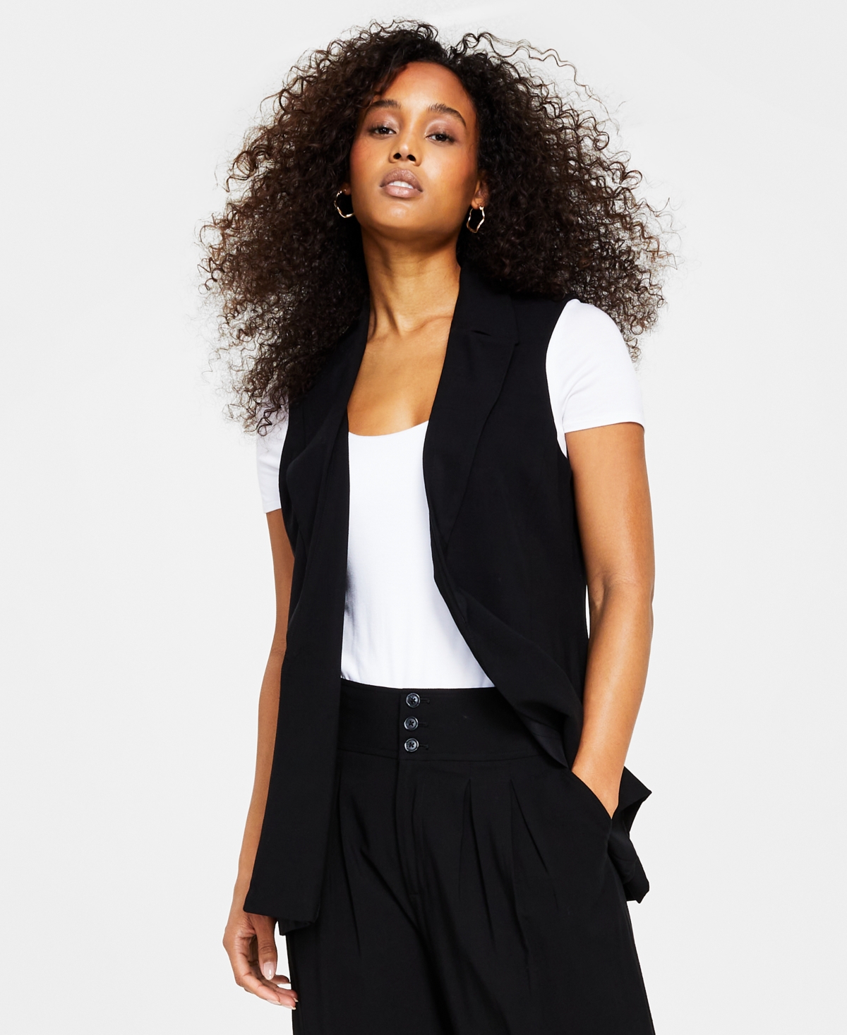 Sleeveless open front vest hot sale